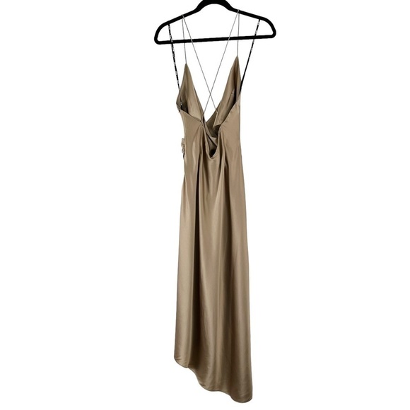 Revolve SER.O.YA by Retrofete Silk Emma Dress in Natural Tan Gold Size Large - Picture 5 of 12